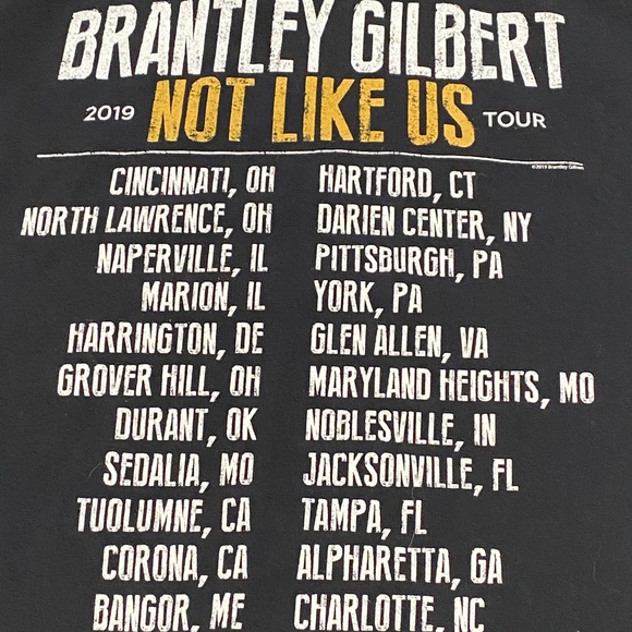 Brantley Gilbert - Not Like Us 2019 tour T-Shirt - Picture 3 of 4